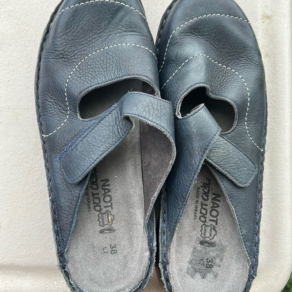 Naot Dark Blue Leather Slip-Ons